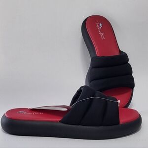 Chic Black and Red Slide Sandals